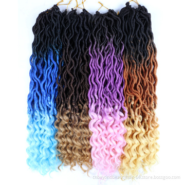 Synthetic Ombre wave  faux locs Spring Passion twist Crochet hair extension braids Curly ends